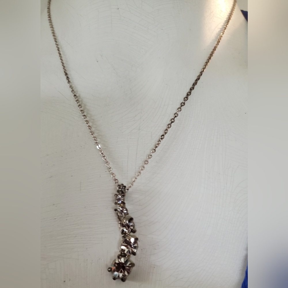 Elegant Silver Cz Crystal Floral Necklace